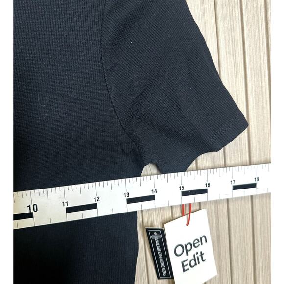 Open Edit Black Ribbed Bodycon Mini T-shirt Dress Size S - Picture 8 of 8